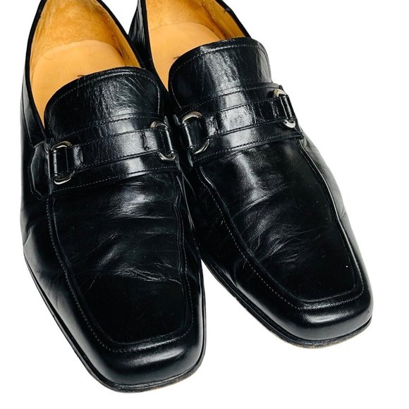 Magnanni Black Leather Bit Loafer Shoes Apron Toe Mens Sz 8 M main image 8